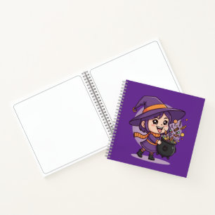 Süße Hexe mit Süßigkeiten - Halloween süßes Design Notizblock