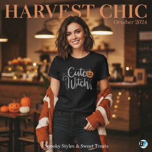 Süße Hexe Schwarz-Weiß Damen Halloween T-Shirt