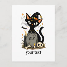 Süße Hexe schwarze Katze Friedhof Halloween