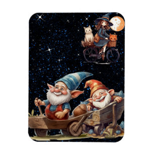 Süße Hexe und glückliche Gnome flexibles Foto-Magn Magnet