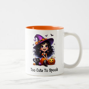 Süße Hexe und schwarze Katze Halloween Zweifarbige Tasse