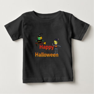 Süße Hexe und Skelett Halloween-Spaß Baby T-shirt