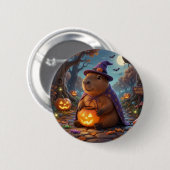 Süße Hexen Capybara Halloween Wälder Button Pin (Vorne & Hinten)
