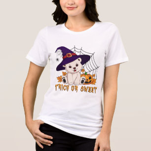 Süße Hexen-Eisbär-Halloween-Kunst Tri-Blend Shirt