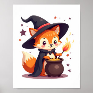 Süße Hexen-Fuchs � Magisches Halloween-Tier-T-Shir Poster