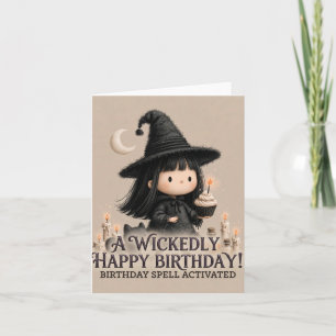 Süße Hexen-Geburtstagsgruß-Design mit Cupcake Feiertagskarte
