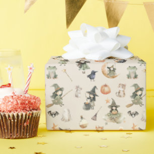 Süße Hexen-Kinder Halloween-Geburtstag Geschenkpapier