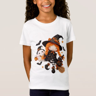 Süße Hexen-Ragdoll-Sticker, Halloween-Besenstiel T-Shirt