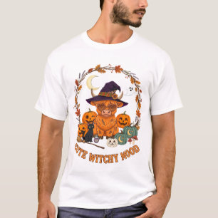 Süße Hexen-Stimmung Halloween Highland-Kuh Schwarz T-Shirt