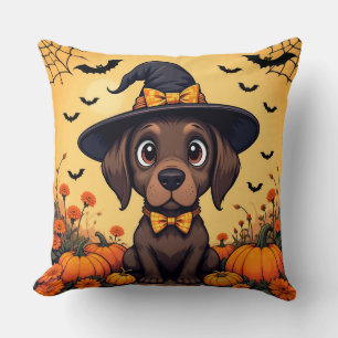 🧙‍♀️🐾 Süße Hexen-Welpe Gruseliges Halloween Gemü Kissen