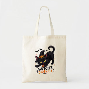 Süße Hexenhelferin schwarze Katze Halloween Tragetasche