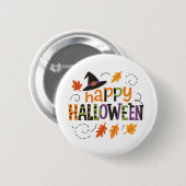Süße Hexenhüte Frohe Halloween-Party Button (Vorne & Hinten)