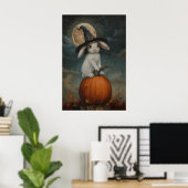 Süße Hexenkaninchen auf Kürbis Kunst Druck, Hallow Poster (Heimbüro)