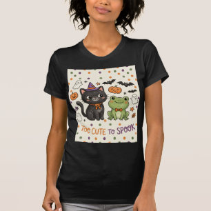 Süße Hexenkatze Frosch Halloween Zu süß zum Grusel T-Shirt