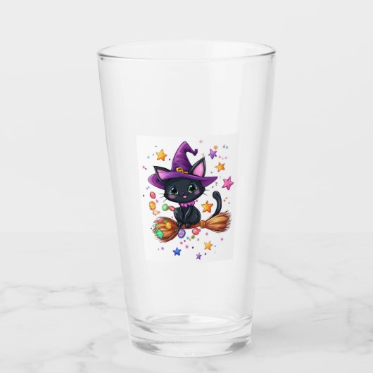 Süße Hexenkatze Glas (Vorderseite)