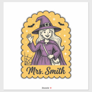 Süße Hexenlehrerin Frau Smith Vintage-Halloween-De Aufkleber