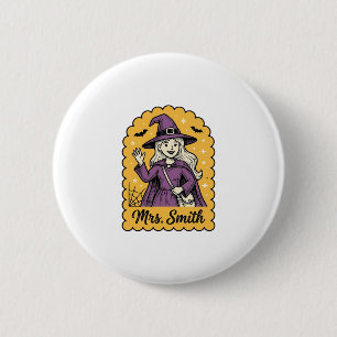 Süße Hexenlehrerin Frau Smith Vintage-Halloween-De Button