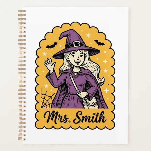 Süße Hexenlehrerin Frau Smith Vintage Halloween-De Planer (Vorderseite)