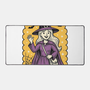 Süße Hexenlehrerin Frau Smith Vintage-Halloween-De Schreibtischunterlage