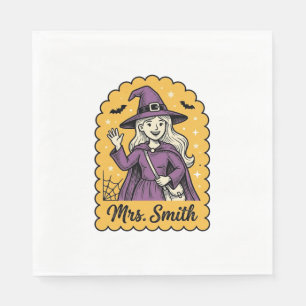 Süße Hexenlehrerin Frau Smith Vintage-Halloween-De Serviette
