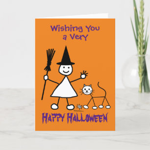Süße Hexenmädchen Kinder Halloween Karte