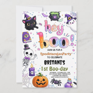 Süße Hey Boo Halloween-Geist Geburtstagseinladung Einladung