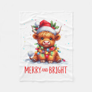 Süße Highland-Babykuh-Weihnachtslichter Merry & Fleecedecke