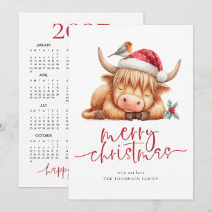 Süße Highland-Kuh 2027 Kalender Frohe Weihnachten