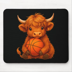 Süße Highland-Kuh Basketball-Kalb-Illustration Mousepad