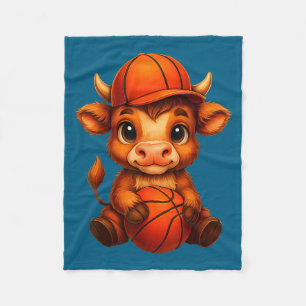 Süße Highland-Kuh Basketball-Kalb Sportliebhaber Fleecedecke