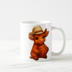 Süße Highland-Kuh Basketball-Kalb Sportliebhaber Kaffeetasse