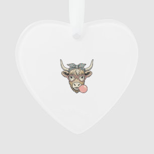 Süße Highland-Kuh-Bubble-Gum-Vintage-Vektorgrafik Ornament
