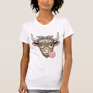 Süße Highland-Kuh-Bubble-Gum-Vintage-Vektorgrafik T-Shirt