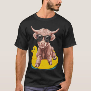 Süße Highland-Kuh-Enten-Pool-Schwimmflügel Sommer T-Shirt