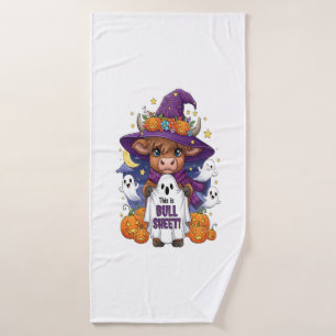Süße Highland-Kuh Halloween Badehandtuch