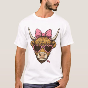 Süße Highland-Kuh-Herzbrille Vintage-Shirt-Desi T-Shirt