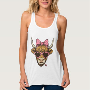 Süße Highland-Kuh-Herzbrille Vintage-Shirt-Desi Tank Top