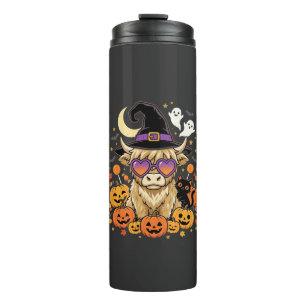 Süße Highland-Kuh-Hexe-Halloween-Kürbis-Party Thermosbecher