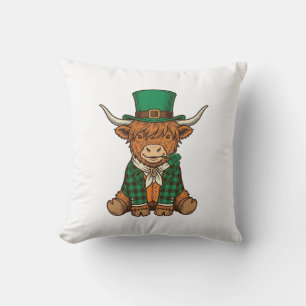 Süße Highland-Kuh Irischer Kleeblatt Vintage-Shirt Kissen