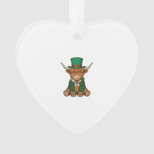 Süße Highland-Kuh Irischer Kleeblatt Vintage-Shirt Ornament