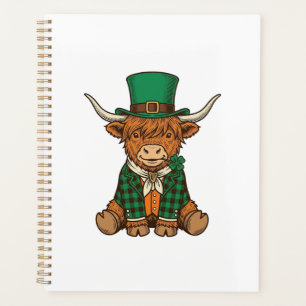 Süße Highland-Kuh Irischer Kleeblatt Vintage-Shirt Planer