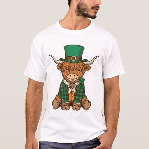 Süße Highland-Kuh Irischer Kleeblatt Vintage-Shirt T-Shirt