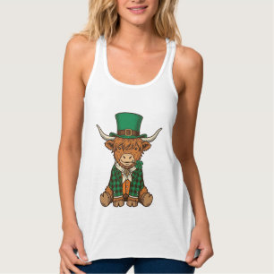 Süße Highland-Kuh Irischer Kleeblatt Vintage-Shirt Tank Top