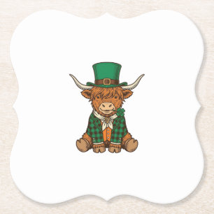 Süße Highland-Kuh Irischer Kleeblatt Vintage-Shirt Untersetzer