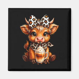 Süße Highland-Kuh Kaffee-Liebhaber-Kalb gemütliche Magnet