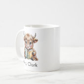 Süße Highland-Kuh liest Buch - Individuell Kaffeetasse (Vorderseite Links)