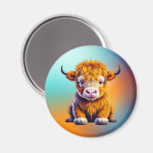 Süße Highland-Kuh Magnet (Vorderseite/Rückseite)