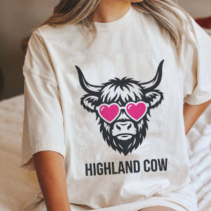 Süße Highland-Kuh mit rosa Herz-Sonnenbrille Tri-Blend Shirt