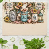Süße Highland-Kuh mit Sprüchen/Christlich Geschirrtuch (Gefaltet)