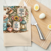 Süße Highland-Kuh mit Sprüchen/Christlich Geschirrtuch (Viertel Falte)